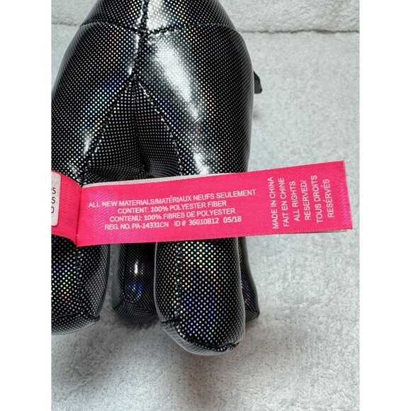 Victoria's Secret PINK Black Holographic Stuffed Dog Hello New Pink - Picture 4 of 4